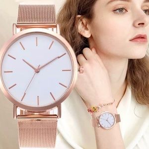 Luxury Mesh Steel Women Watch In rose gold